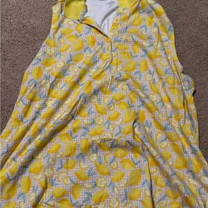 Lands' End Yellow Lemon Print Sleeveless Top